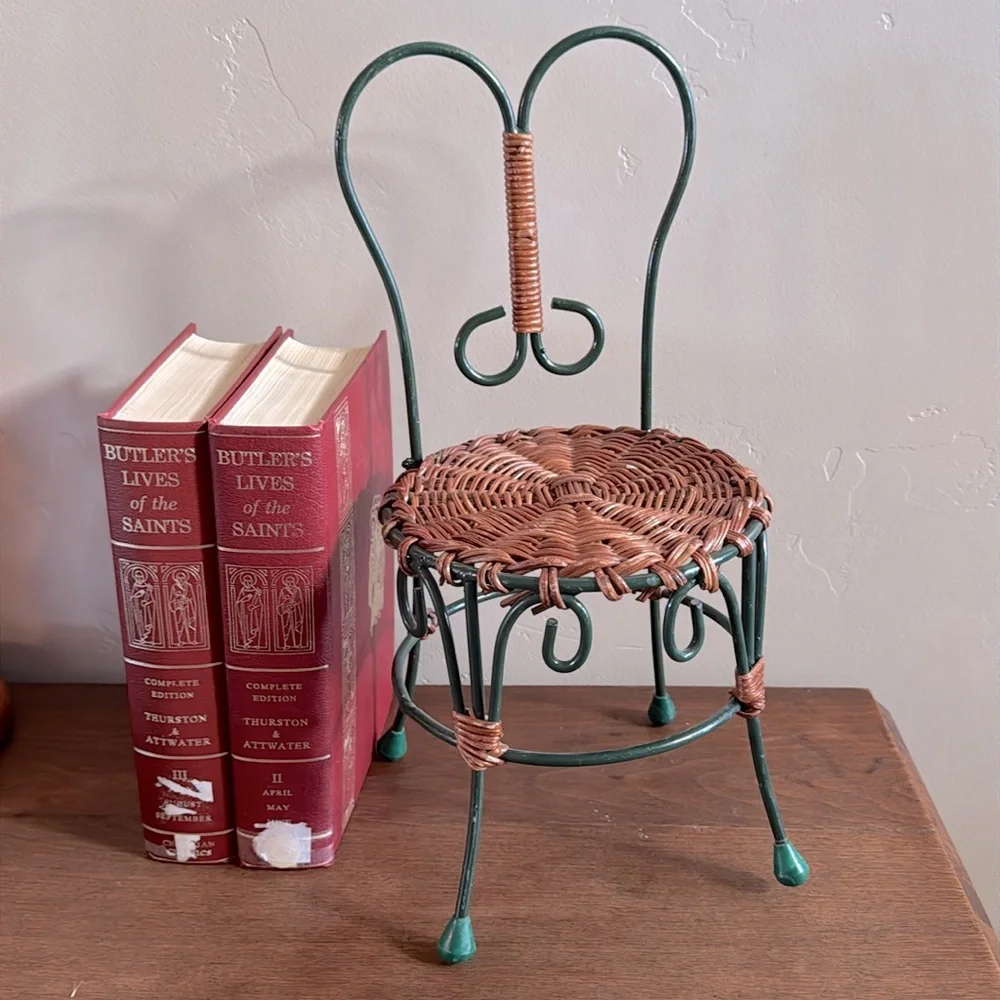 Wicker and Metal Ice Cream Parlor Doll Sized Cafe Bistro Chair Cottage Decor
